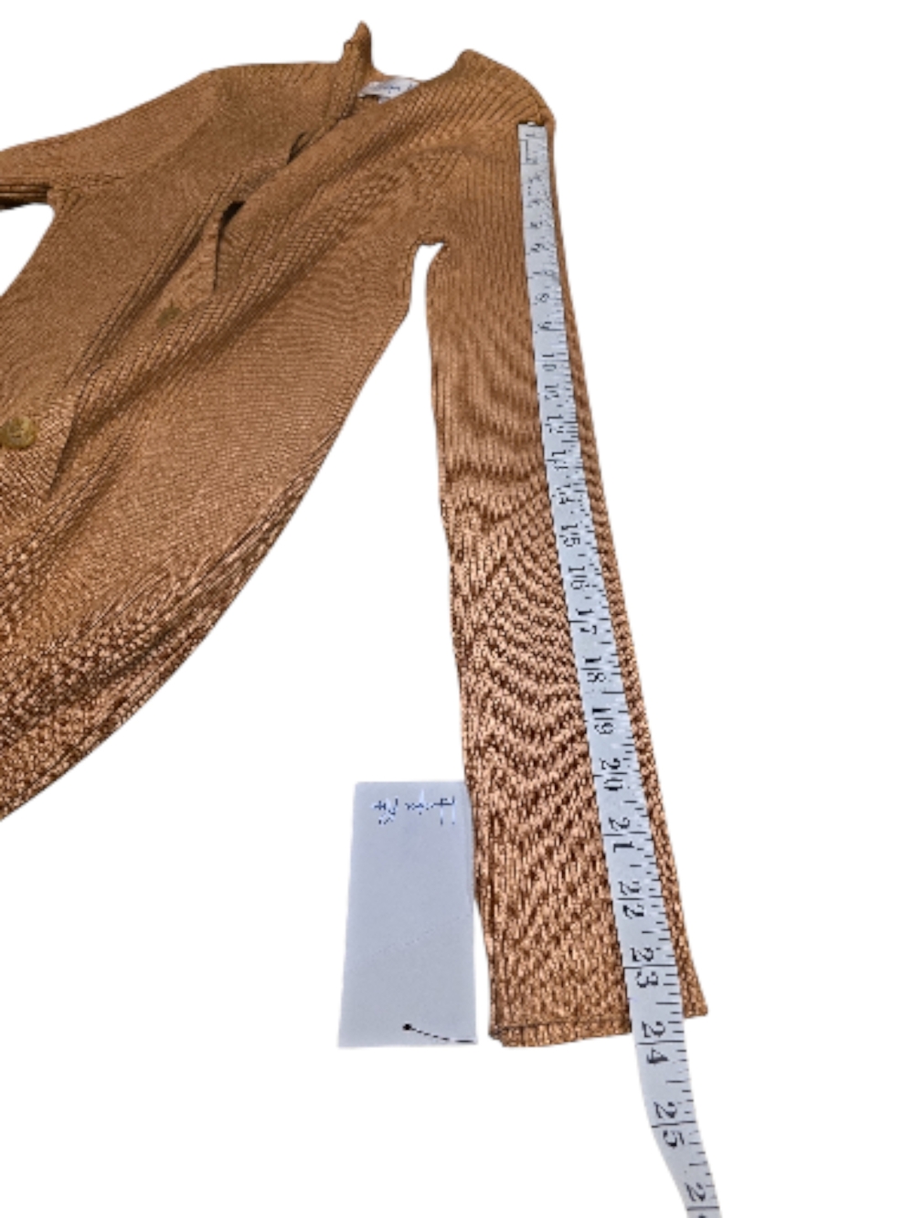 Button-Front V-Neck Button Up Ribbed Knit Midi Dress - Camel - Picture 4 of 7
